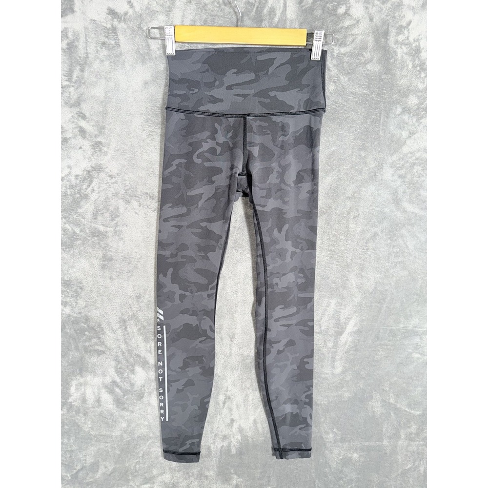 Lululemon Womens Leggings High Rise Gray Camouflage Sore Not Sorry Graphic Yoga
